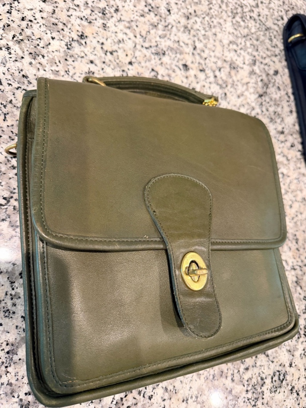 Olive Green Vintage Coach Station Crossbody Bag